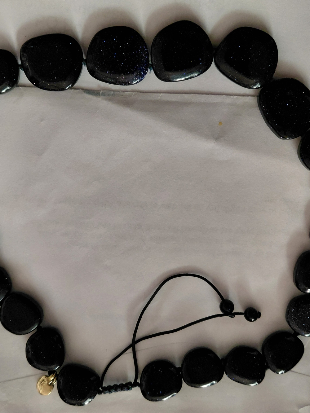 Black Sparkle Beaded Necklace with Adjustable Cord